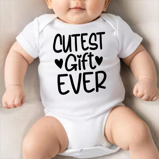 Baby Onesie - White - Cutest Gift Ever, baby shower gift, gender reveal gift