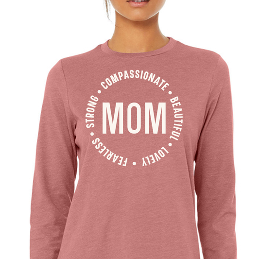 Womans Mom Shirt, Pink, Long Sleeve, Mother's Day Top, Cute Mom Top