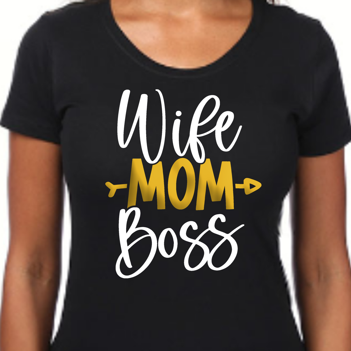 Woman's Boss Wife Mom Top, Boss Top, Mom Top, Wife Top, Black Top