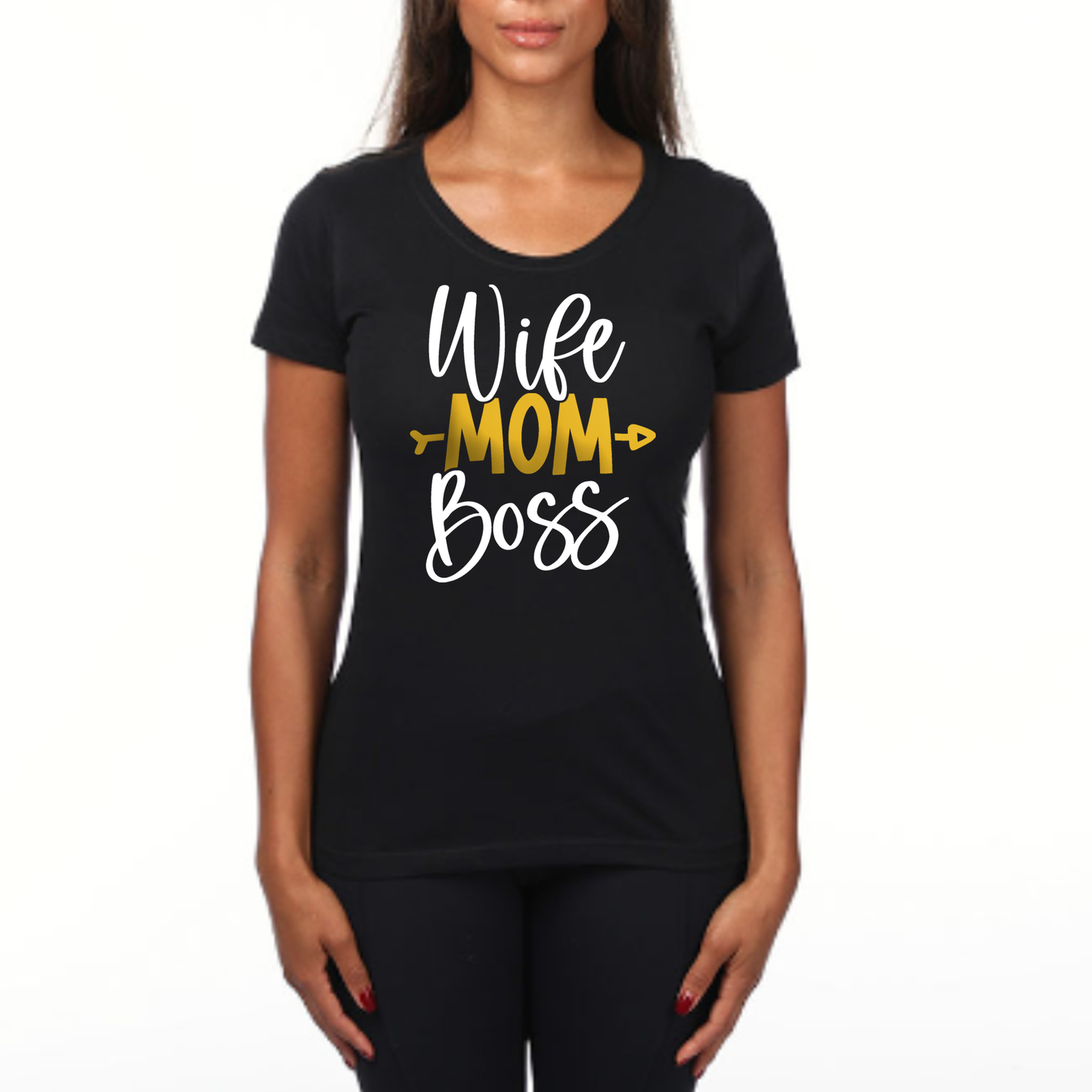 Woman's Boss Wife Mom Top, Boss Top, Mom Top, Wife Top, Black Top