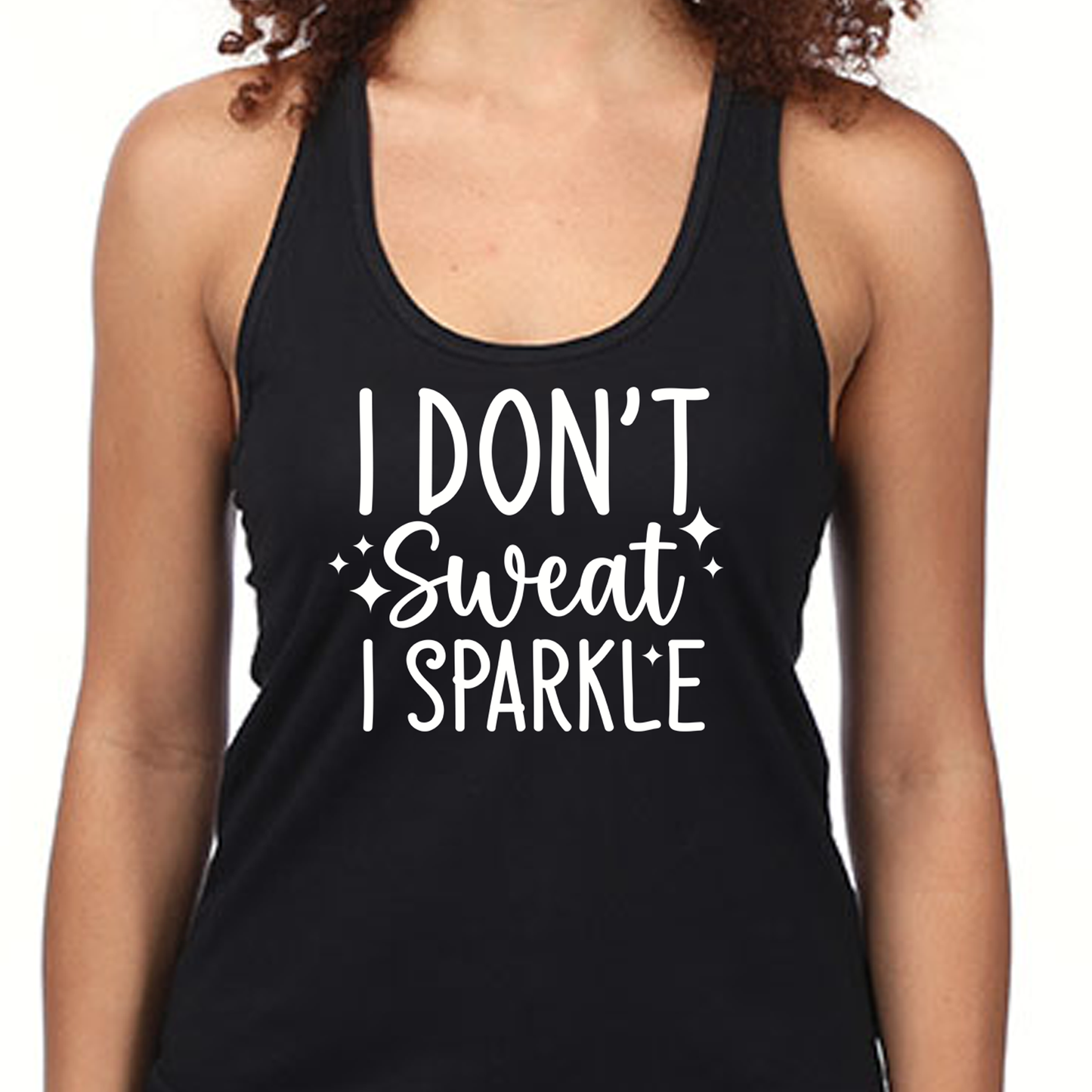 Womans Tank Top, Black_gym top_I dont sweat I sparkle