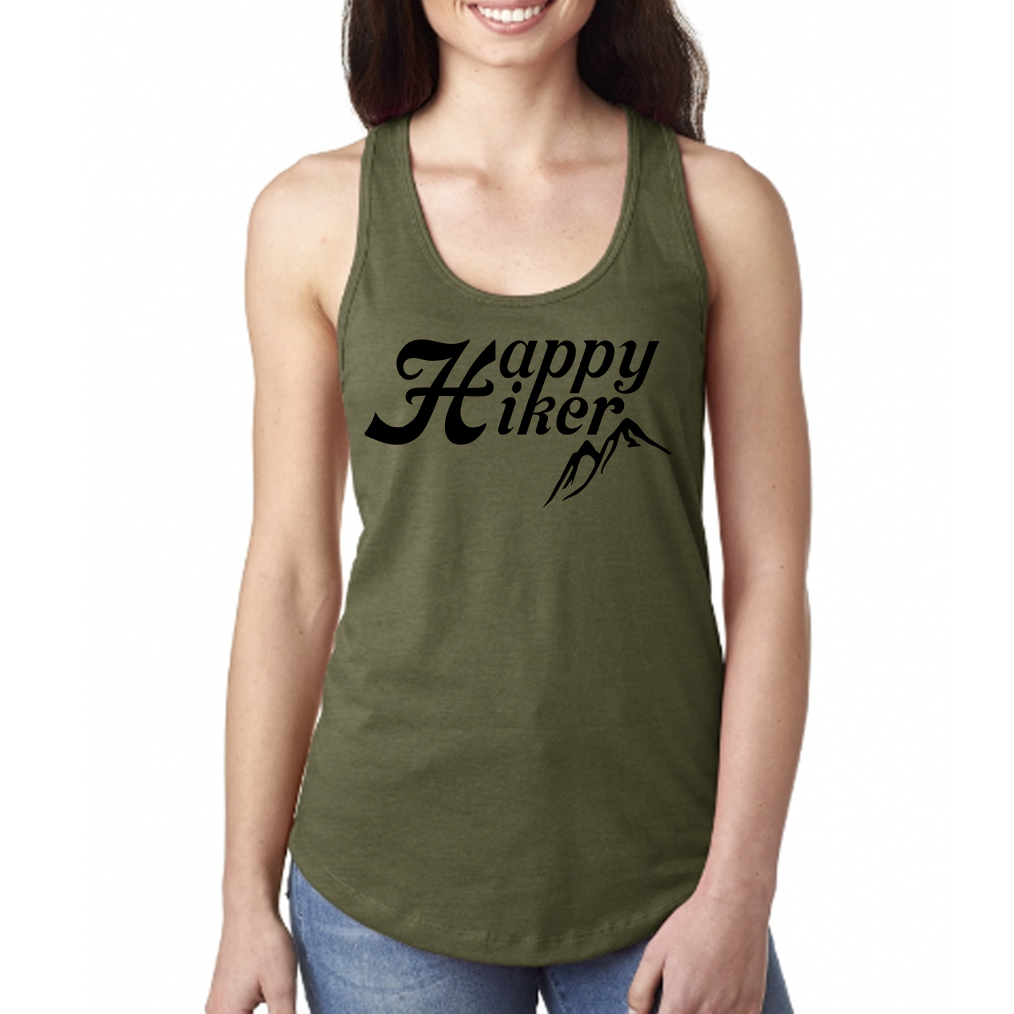 Happy Hiker Womans Tank Top, Military Green, Green tank top